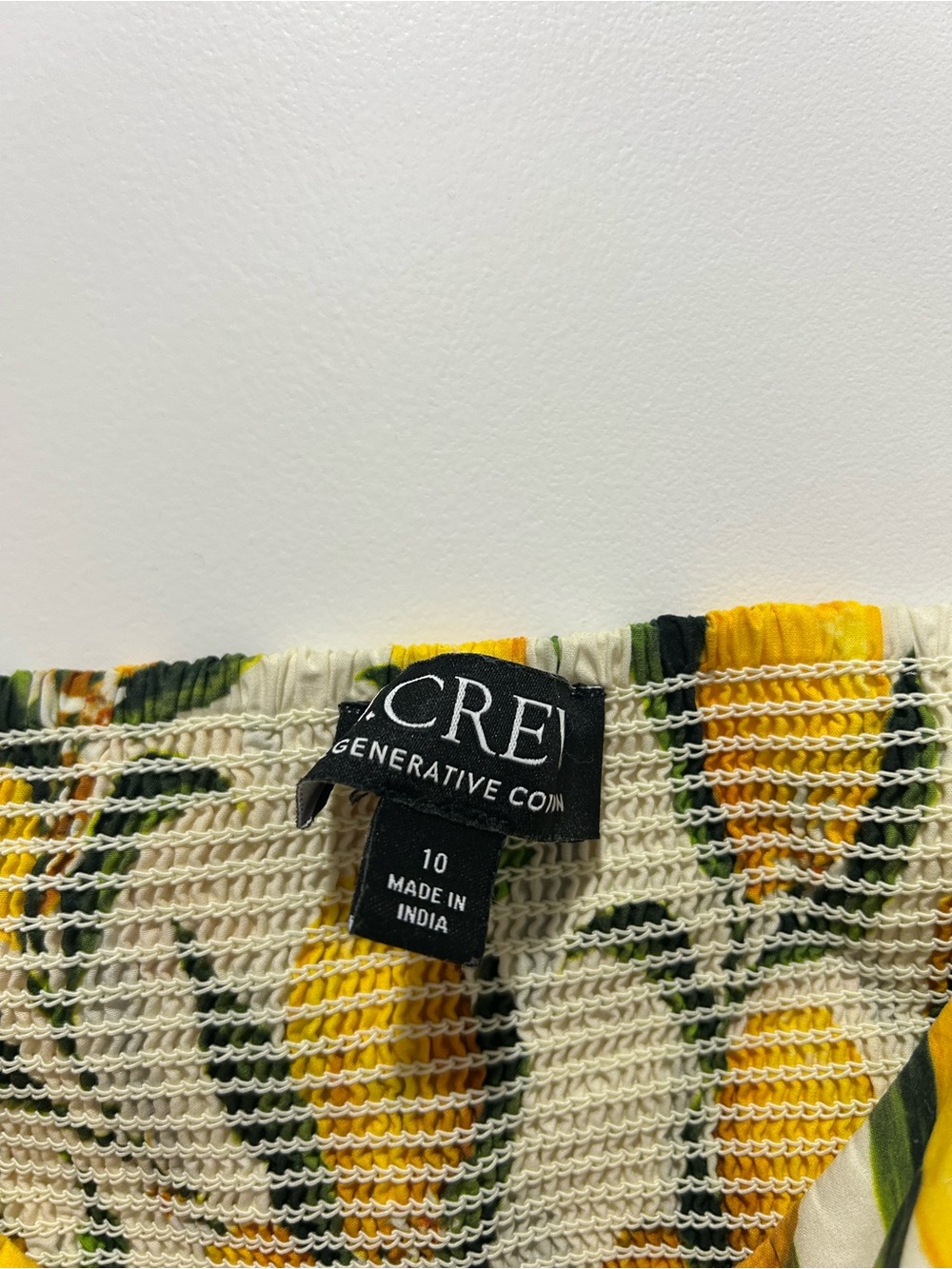 J.Crew Smocked Tiered Midi Dress | Lemon Print | Size 10 - Picture 6 of 6